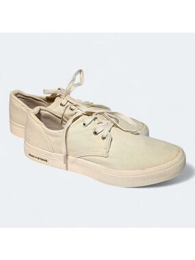 Sun + Stone Men’s Off-White Cream Canvas Lace-Up Sneakers Size 9.5M